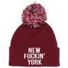 Red New Fuckin' York Beanie with Pom