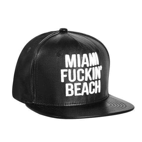 Miami Fuckin' Beach Baseballcap Hat - Snapback/Watch (Lambskin Leather)