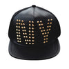 Golden or Black studded NY Baseballcap Hat (Lambskin leather)